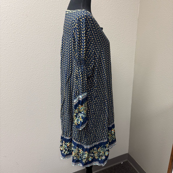 Umgee Boho Floral Tunic Dress Navy Green Embroidered Festival Peasant XL - Picture 7 of 10